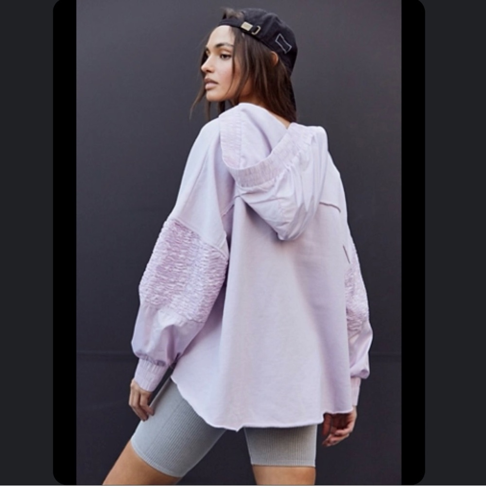 NWT Free People Spin Pullover Lavender Hooded Sweatshirt Sz Small